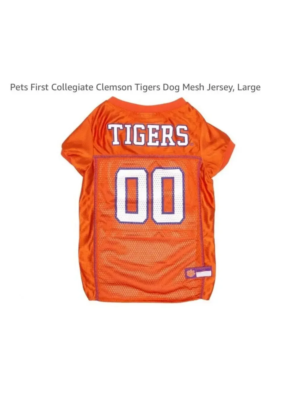 Clemson Tigers Orange Dog Football Jersey #00 Large Pets Sports Mesh Shirt